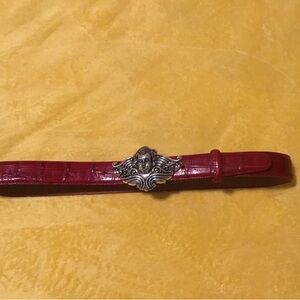 Brighton Red Belt with Artistic Silver Buckle